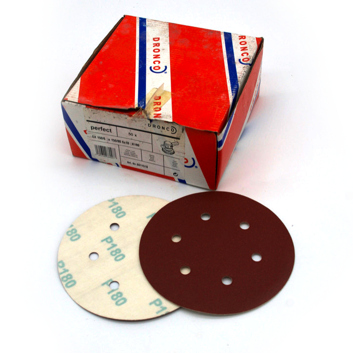 Dronco 150mm 6hole Velcro Backed Orbital Sander Disc Gr180