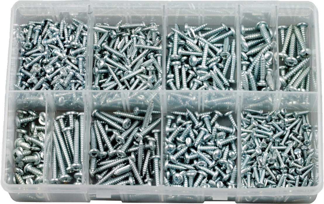 Force A01130 Asst Self Tap Screw Pzd Pan 4-10mm 700pc
