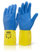 Bi Colour Yellow/blue Heavy Weight Rubber Gloves