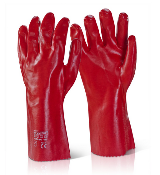Pvc Gauntlet Glove Red 14"