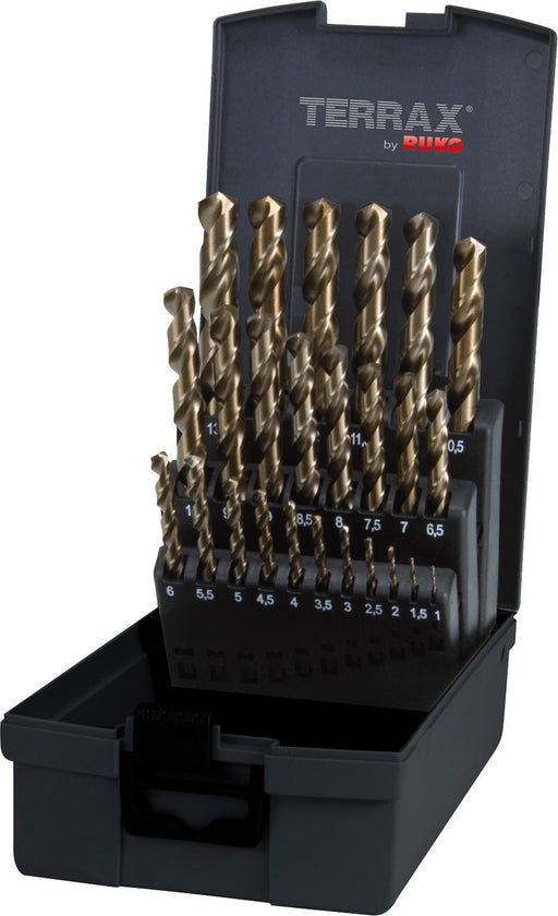 Terrax 25pcs Hss-Co5 G Drill Bit Set 1-13mm (5% Cobalt)