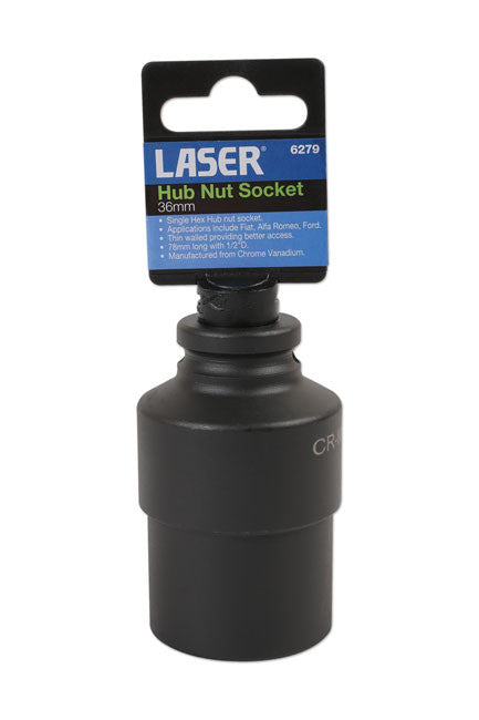 LASER 6279 1/2"Dr 36mm DEEP HUB NUT THIN WALLED SOCKET