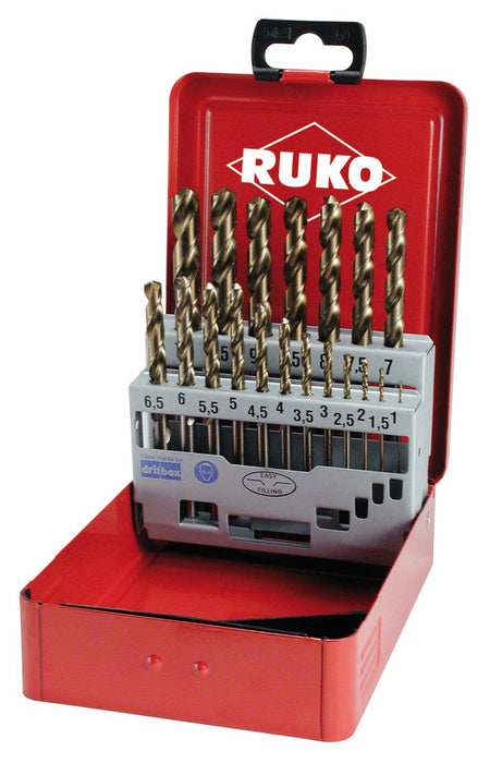 Ruko 19pc Hsse-Co 5 Ground Twist Drill Set