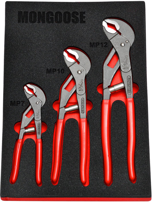 Mongoose 3pc Self Adjusting Water Pump Plier Set In Eva Foam