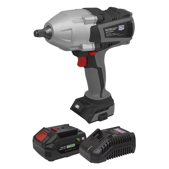 Sealey CP20VXIWKIT1 Premier SV20 Series Brushless Cordless Impact Wrench Kit 20V 4Ah - 2 Batteries