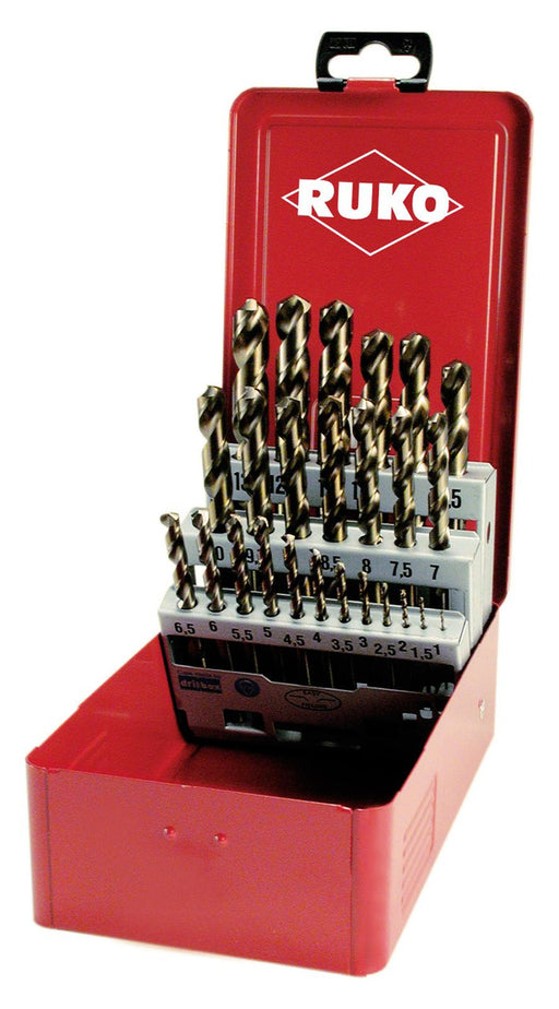 Ruko 25pc Hsse-Co 5 Ground Twist Drill Set