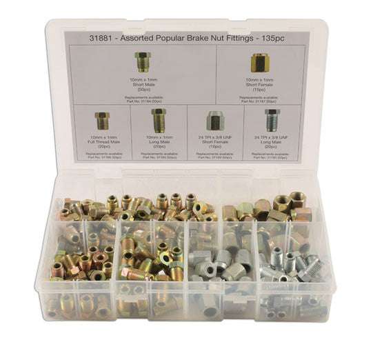 Connect 31881 Ass Brake Nut Fittings 135pc