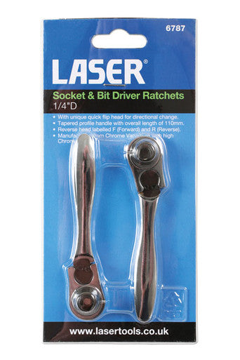 LASER 6787 1/4" SOCKET & BIT DRIVER RATCHET SET 2PC