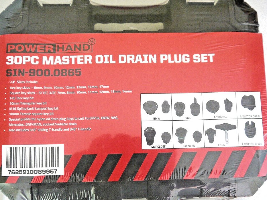 POWERHAND Oil Drain Plug Key Master Set 30pc